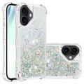 Coque iPhone 17 en TPU Glitter Quicksand - Coeurs argentés