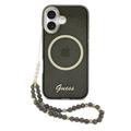 Coque iPhone 17 Guess IML Glitter Script avec dragonne - Compatible MagSafe - Noire