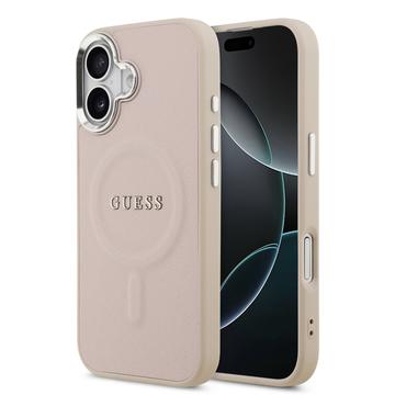 Coque Hybride iPhone 17 Guess Saffiano - Compatible MagSafe - Rose