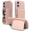 Coque Hybride iPhone 17 avec Miroir et Porte-Cartes - Rose