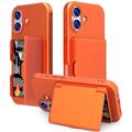 Coque Hybride iPhone 17 avec Miroir et Porte-Cartes - Orange