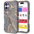 Coque Hybrid iPhone 17 Luxury Marble - Noir / Or