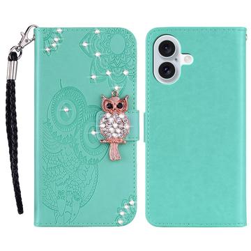 Etui hibou iPhone 17 avec strass - Cyan