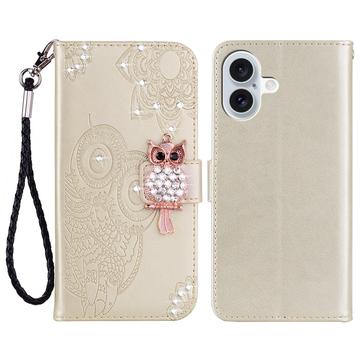 Etui hibou iPhone 17 avec strass - Doré