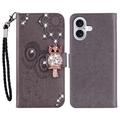 Etui hibou iPhone 17 avec strass - Gris