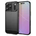 Coque iPhone 17 Pro en TPU Brossé - Fibre de Carbone - Noire