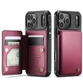Etui Caseme C22 iPhone 17 Pro avec portefeuille de cartes protégé par RFID - Rouge