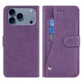 Étui élégant et rétro iPhone 17 Pro avec porte-cartes rotatif et fonction de support - Violet