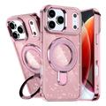 Coque hybride pailletée iPhone 17 Pro avec Kickstand - Compatible MagSafe - Rose