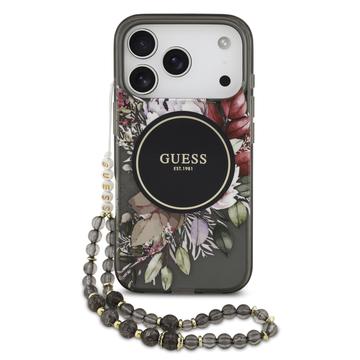 Coque iPhone 17 Pro Guess IML Flowers Case avec bracelet en perles