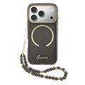 Coque iPhone 17 Pro Guess IML Glitter Script avec dragonne - Compatible MagSafe
