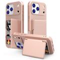 Coque Hybride iPhone 17 Pro avec Miroir et Porte-Cartes - Rose