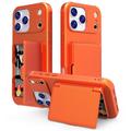 Coque Hybride iPhone 17 Pro avec Miroir et Porte-Cartes - Orange