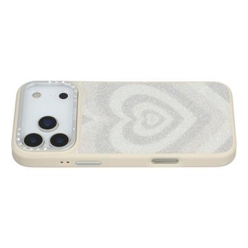 Coque hybride magnétique iPhone 17 Pro Jaucase avec motif de coeur - Blanc