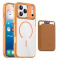 Coque MagSafe iPhone 17 Pro avec porte-cartes - Orange / Transparente