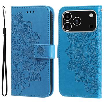 Étui Portefeuille iPhone 17 Pro Mandala Série - Bleu