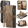 Étui Portefeuille iPhone 17 Pro Max Multifonctionnel Caseme C30 - Marron