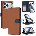 Étui portefeuille détachable iPhone 17 Pro Max avec MagSafe, protection RFID et dragonne - Marron / Bleu