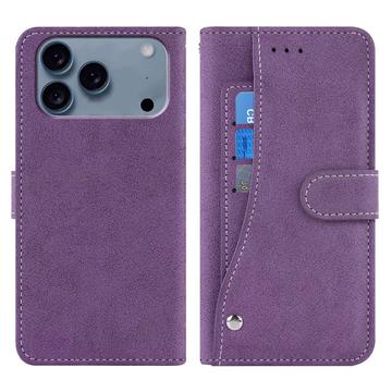 Étui élégant et rétro iPhone 17 Pro Max avec porte-cartes rotatif et fonction de support - Violet