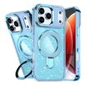 Coque hybride pailletée iPhone 17 Pro Max avec Kickstand - Compatible MagSafe - Bleu