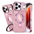 Coque hybride pailletée iPhone 17 Pro Max avec Kickstand - Compatible MagSafe - Rose