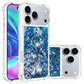 Coque iPhone 17 Pro Max en TPU Glitter Quicksand - Coeurs bleus
