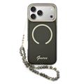 Coque iPhone 17 Pro Max Guess IML Glitter Script avec dragonne - Compatible MagSafe - Noire