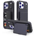Coque Hybride iPhone 17 Pro Max avec Miroir et Porte-Cartes - Noire