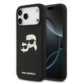 Coque MagSafe iPhone 17 Pro Max en silicone liquide Karl Lagerfeld Double Heads - Noire