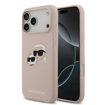 Coque MagSafe iPhone 17 Pro Max en silicone liquide Karl Lagerfeld Double Heads - Rose