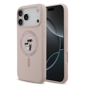 Coque iPhone 17 Pro Max en silicone liquide MagSafe Karl Lagerfeld Karl and Choupette - Rose