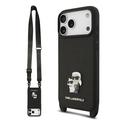 Coque iPhone 17 Pro Max Karl Lagerfeld Saffiano Crossbody Metal Karl & Choupette - Noire