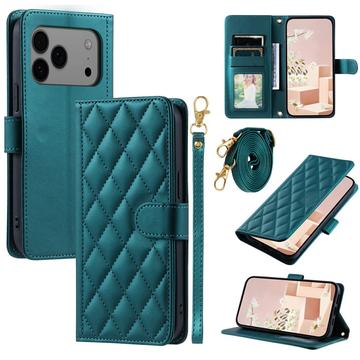 Étui iPhone 17 Pro Max portefeuille matelassé luxueux - Vert