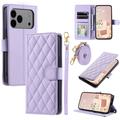 Étui iPhone 17 Pro Max portefeuille matelassé luxueux - Violet