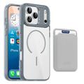Coque MagSafe iPhone 17 Pro Max avec porte-cartes - Grise / Transparente