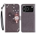 Etui hibou iPhone 17 Pro Max avec strass - Gris