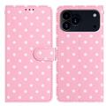 Étui portefeuille iPhone 17 Pro Max à motifs de pois - Rose