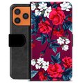 Étui Portefeuille Premium iPhone 17 Pro Max - Fleurs Vintage