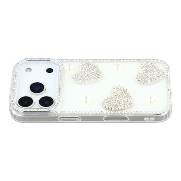 Coque hybride iPhone 17 Pro Max Amour étincelant et perle - Blanche