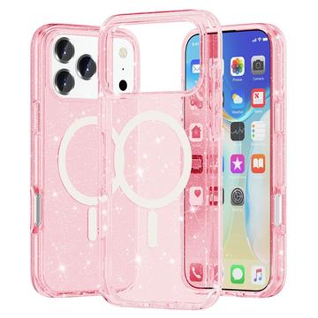 Coque Hybride iPhone 17 Pro Max - Série Stylish Glitter - Compatible avec MagSafe - Rose