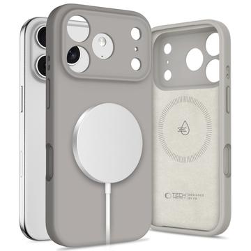Coque iPhone 17 Pro Max en silicone liquide Tech-Protect - Compatible MagSafe - Gris pierre