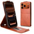 Étui à rabat vertical iPhone 17 Pro Max avec support - Marron