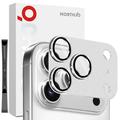 iPhone 17 Pro Northjo Protection complète de l'objectif de l'appareil photo en métal mat et verre trempé - Argent