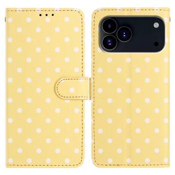 Étui portefeuille pour iPhone 17 Pro à motifs de pois - Jaune