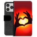 Étui Portefeuille Premium iPhone 17 Pro - Silhouette de Coeur