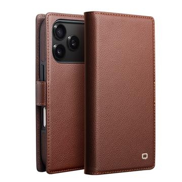 Étui en cuir détachable 2-en-1 iPhone 17 Pro Qialino - Compatible MagSafe - Marron