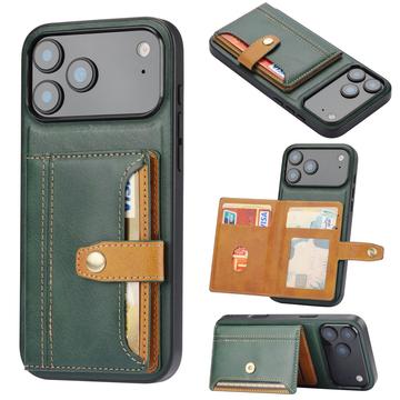 Étui iPhone 17 Pro avec Portefeuille - Retro Style - Vert