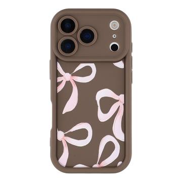 Coque TPU antichoc élégante iPhone 17 Pro avec bords relevés - Marrone / Gros nœud
