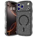 Coque MagSafe iPhone 17 Pro Wave-Edge Laser Glitter - Noir translucide