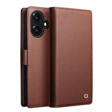 Étui en cuir détachable 2-en-1 iPhone 17 Qialino - Compatible MagSafe - Marron